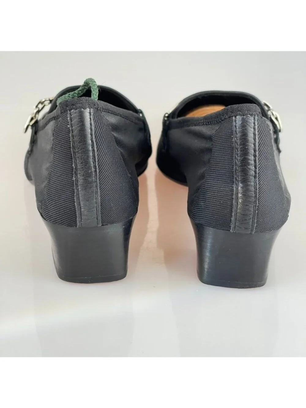 TALBOTS Shoes Women's Size US 8AA Black Leather Trim Fabric Loafer